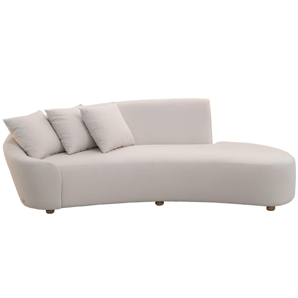 Sofá 3 Lugares Com Puff Orgânico Sala Living 230cm Adam T03 Veludo Bege - Lyam Decor