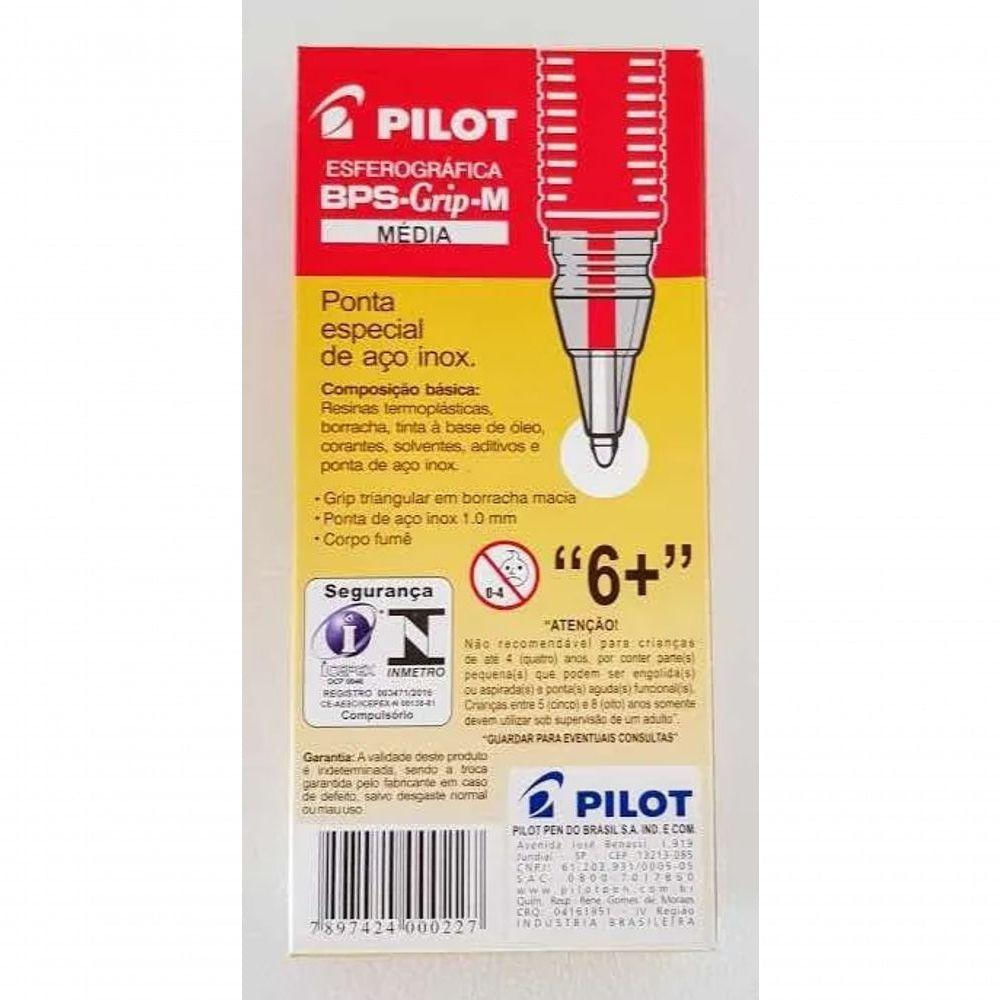 Caneta Esferográfica Pilot Bps-grip-m Verm 1.0 Cx C/12 Unid