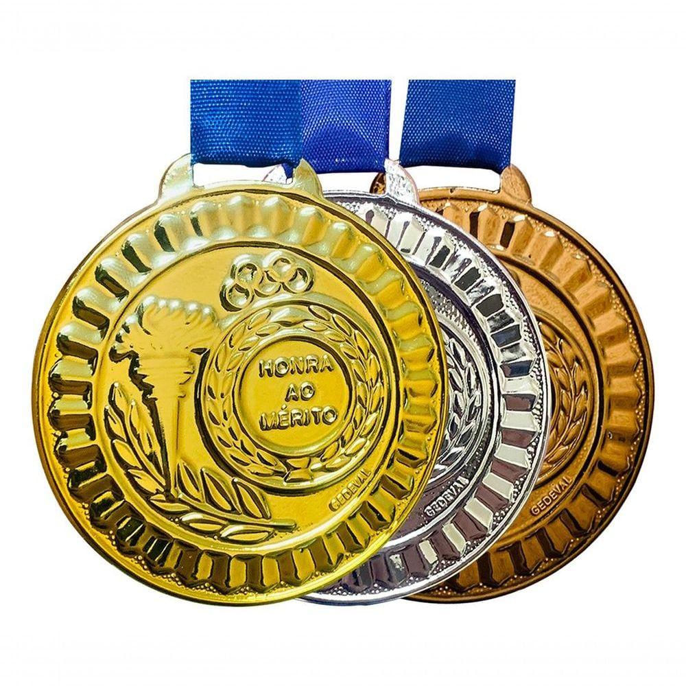 Kit 267 Medalhas 5,5cm Sendo 125 Dourada 125 Prata 17 Bronze