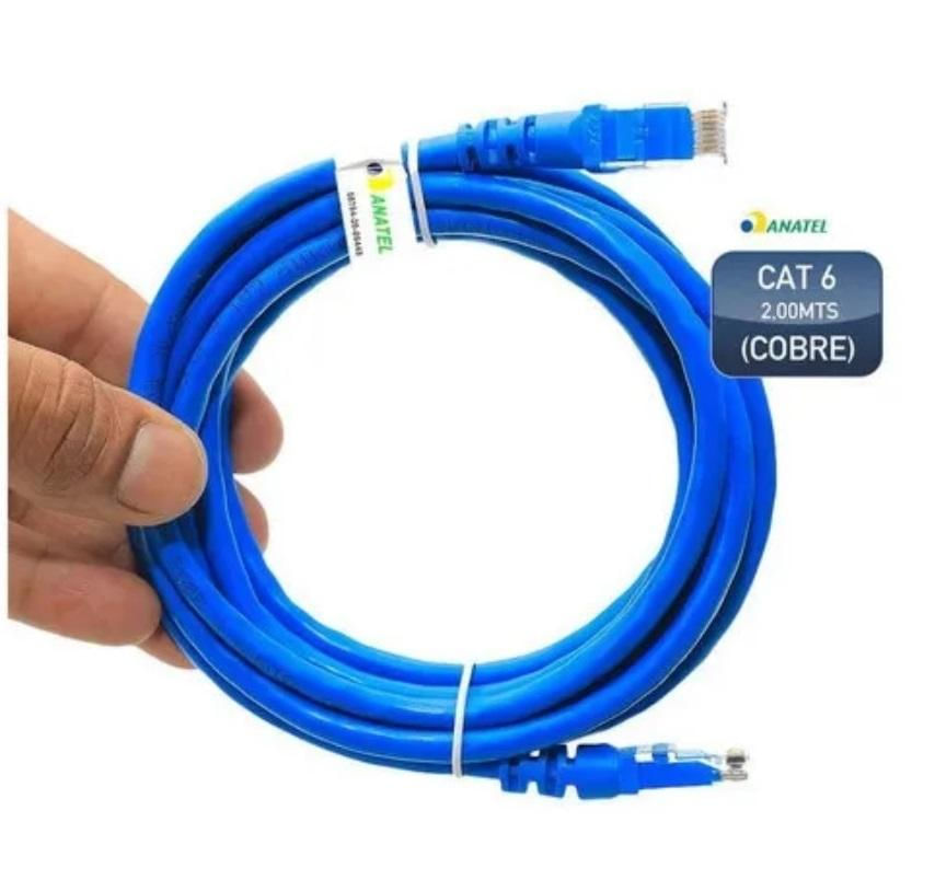 Cabo De Rede Cat 6 2 Metros 2m Patch Cord Rj45 Lan Internet