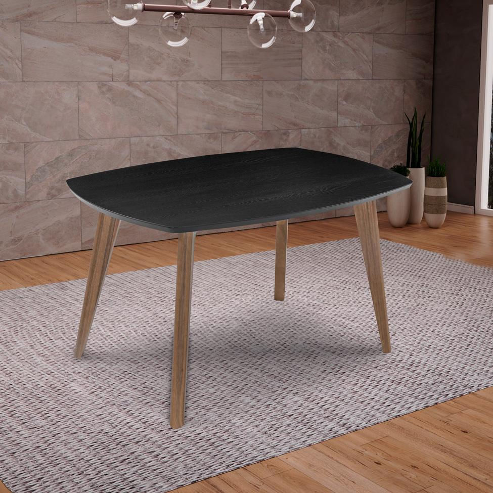 Mesa de Jantar Retangular com Tampo de MDF Florencia Preto e Amêndoa 135 cm