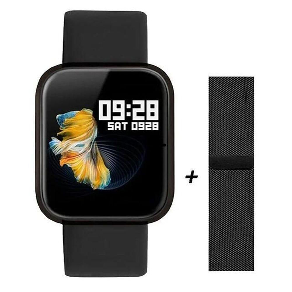 Relógio Smartwatch P70 Monitor Cardíaco Pressão Arterial Sono Passos Android Ios - Preto