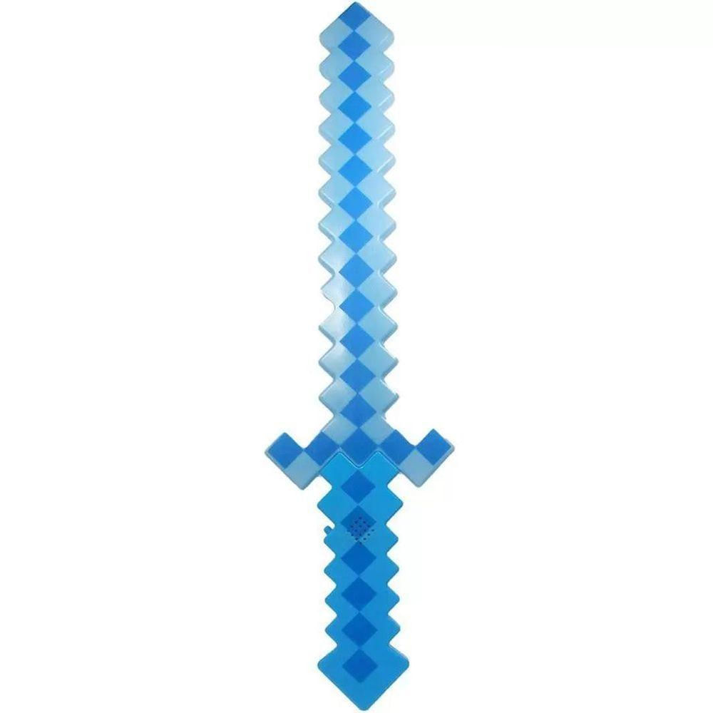 Brinquedo Espada Pixel Minecraft 58cm Som E Luz Azul Nº10