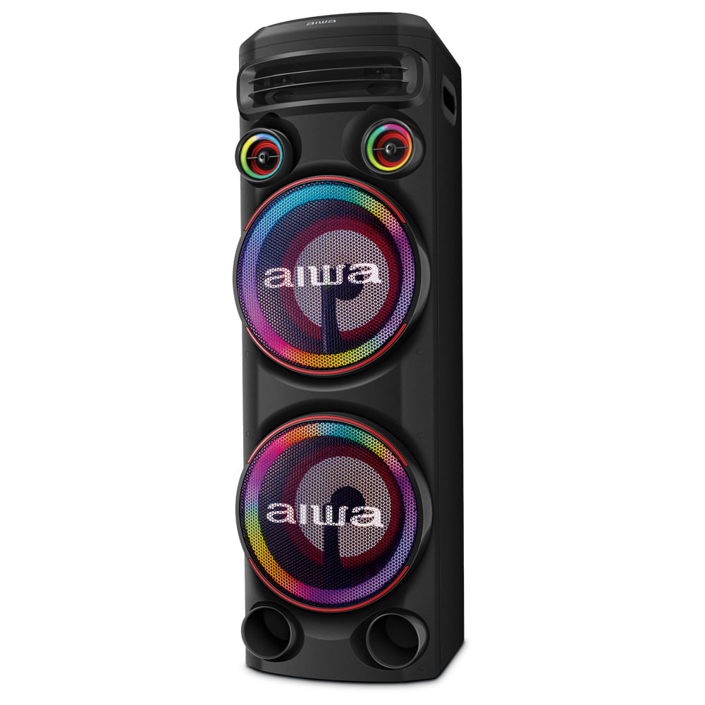 Torre de Som AIWA T2W-02 2300W 2Woofers10" Bluetooth RGB USB FM DJ