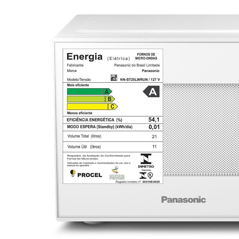 Micro-ondas Panasonic Tecnologia Antibactéria Ag 21L Branco - NN-ST25LWRU 110V