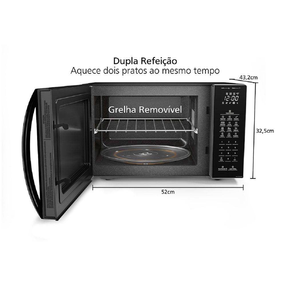 Micro Ondas Panasonic 34L Dupla Refeição 900W NNST66NBRUN Preto 220V