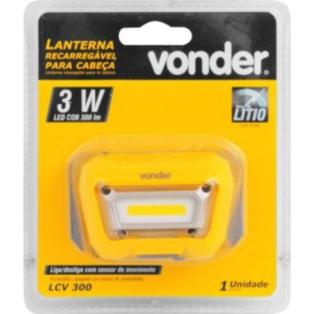 Lanterna Recarregável Para Cabeça Led Cob Lcv 300 Vonder