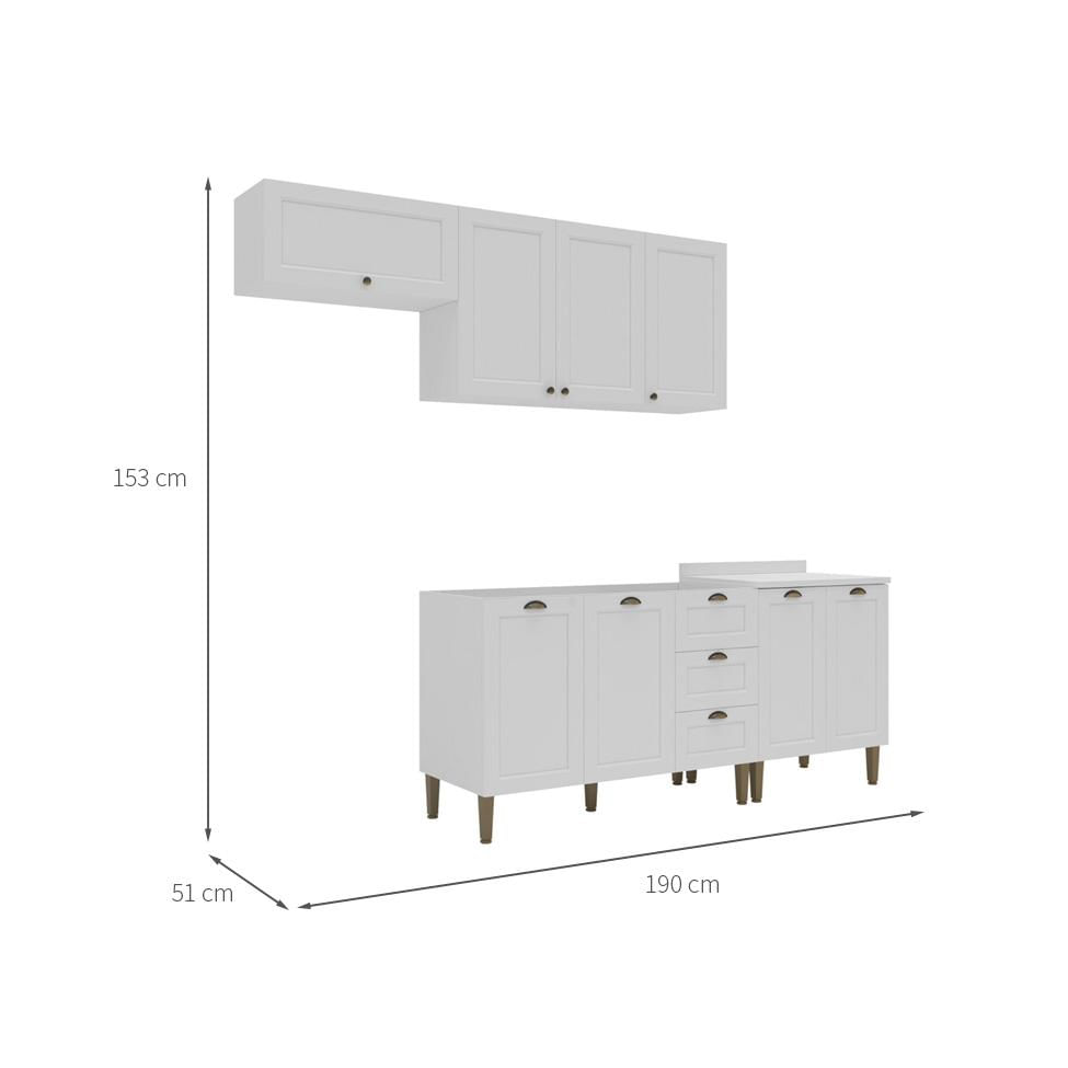 Cozinha Completa Lavanda 8 PT 3 GV Branca