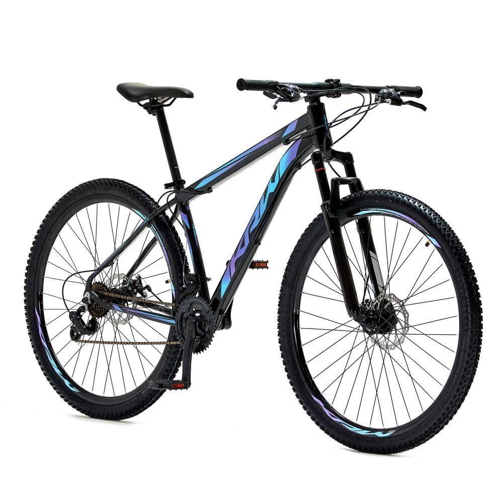 Bicicleta Aro 29 Krw Alumínio 24 Vel Freio A Disco Suspensão Dianteira S1 19 Preto-Azul E Roxo