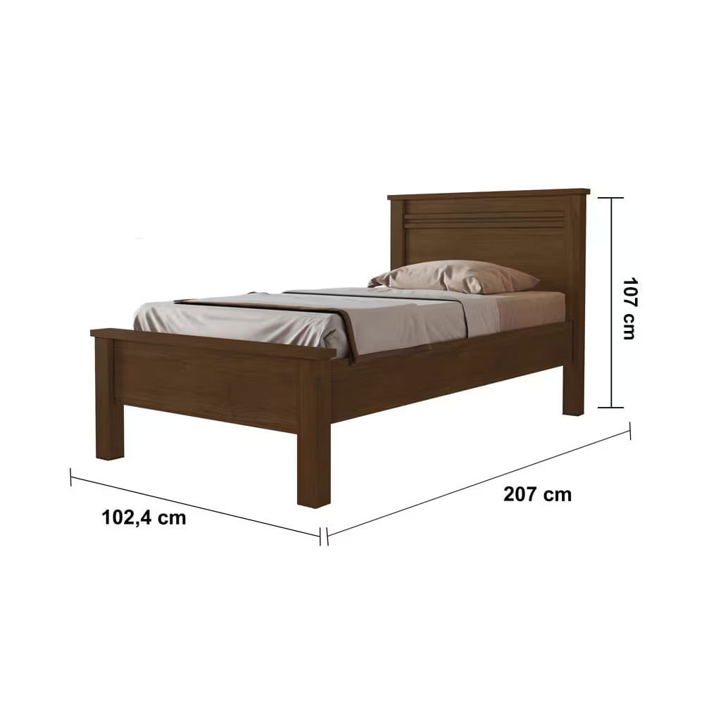 Cama de Solteiro Conquista Mel com Ripas Largas de MDF - 102cm de largura Cacau