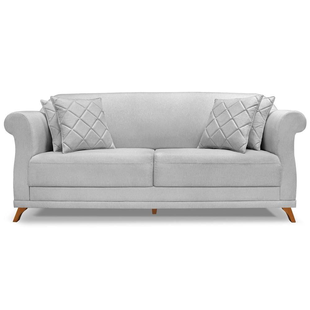 Sofa 2 Lugares Retro Polo 160cm Com Almofada Linho Grigio Ezz Grigio