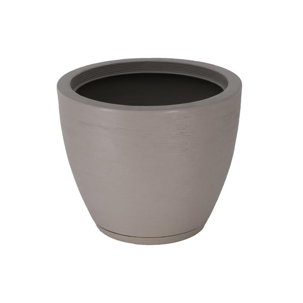 Vaso com Prato Tramontina Asteca 38Cm Polietileno Concreto