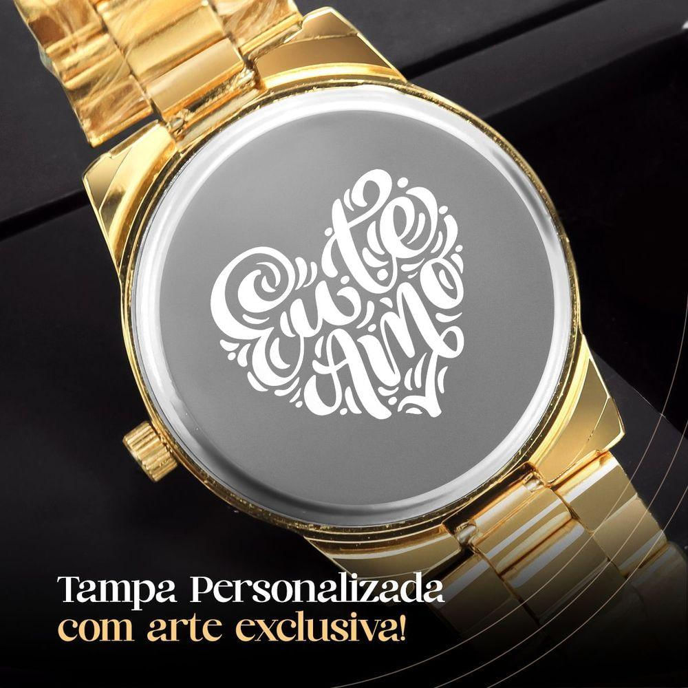 Pulseira Colar Caixa Relogio Feminino Aço Dourado