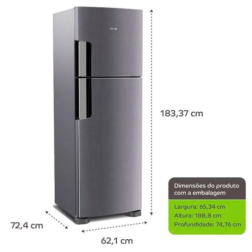 Geladeira Crm44 386 Litros Frost Free Duplex Consul Inox 220v