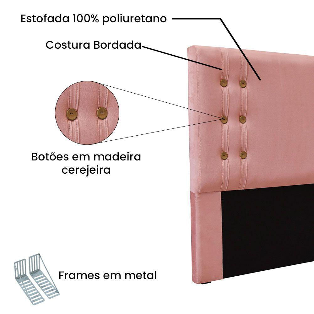 Kit Cabeceira E Calçadeira Recamier King 1,95M - Rosa