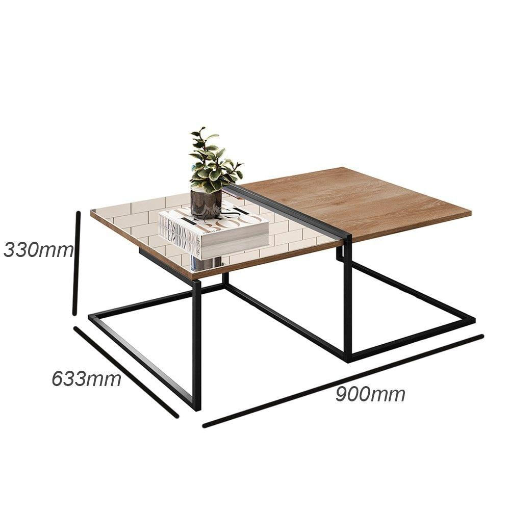 Mesa de Centro Espelho Estilo Industrial Demolição e Preto