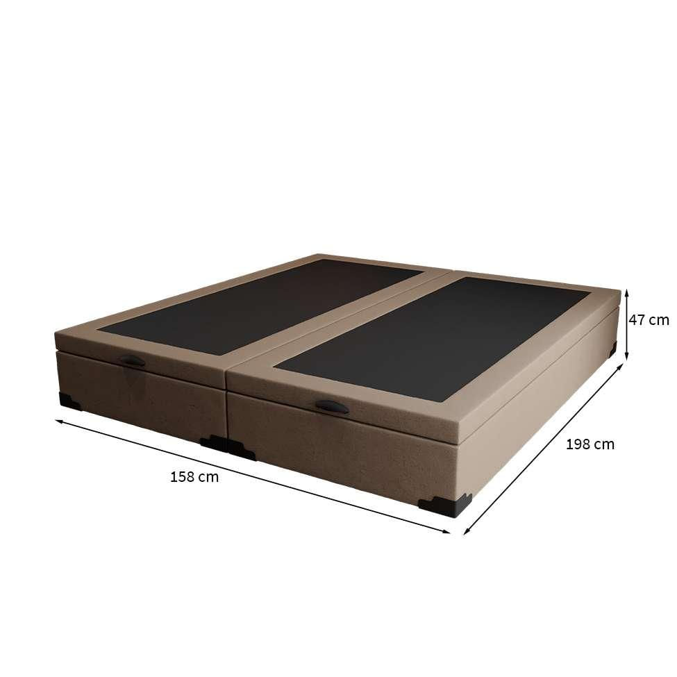 Base para Cama Box Queen Martin Premium com Baú Linho (47x158x198 cm) Bege