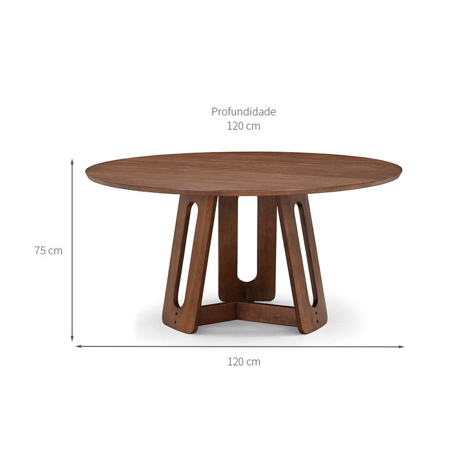 Mesa de Jantar Redonda com Tampo de MDF Ares Amêndoa 120 cm