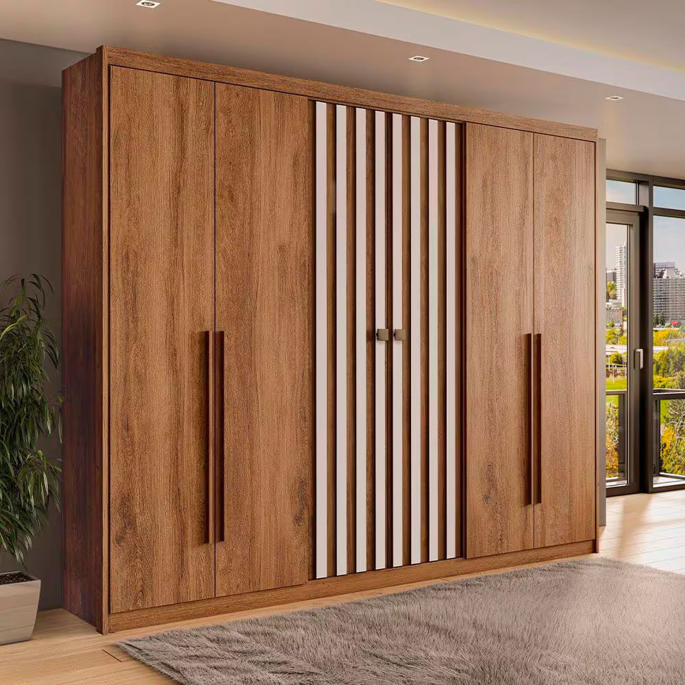Guarda Roupa Carraro Vancouver Flex com 6 Portas de Bater 3 Gavetas e 9 Prateleiras 260cm de Largura