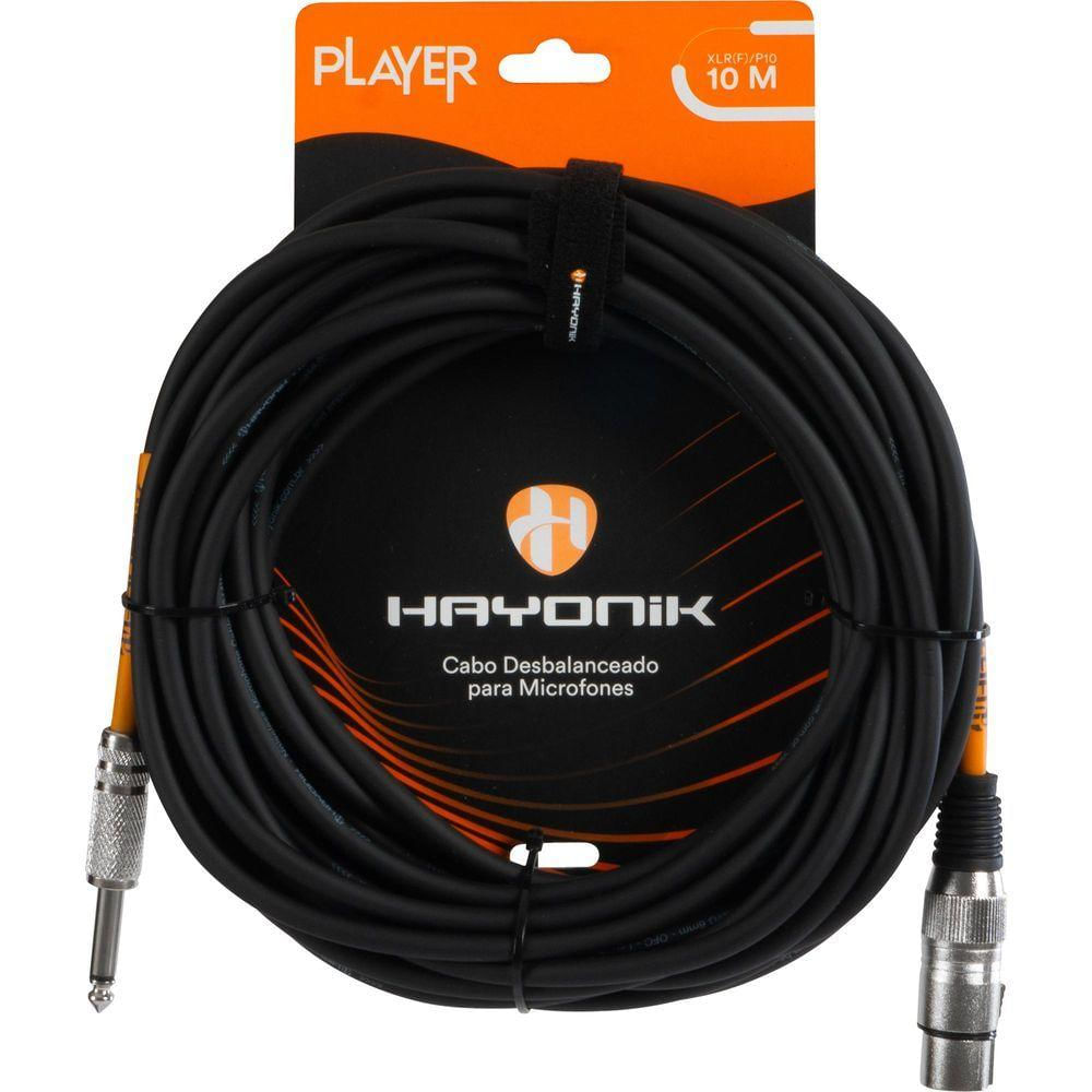 Cabo Para Microfone Player Xlr(f) X P10 10m Preto Hayonik