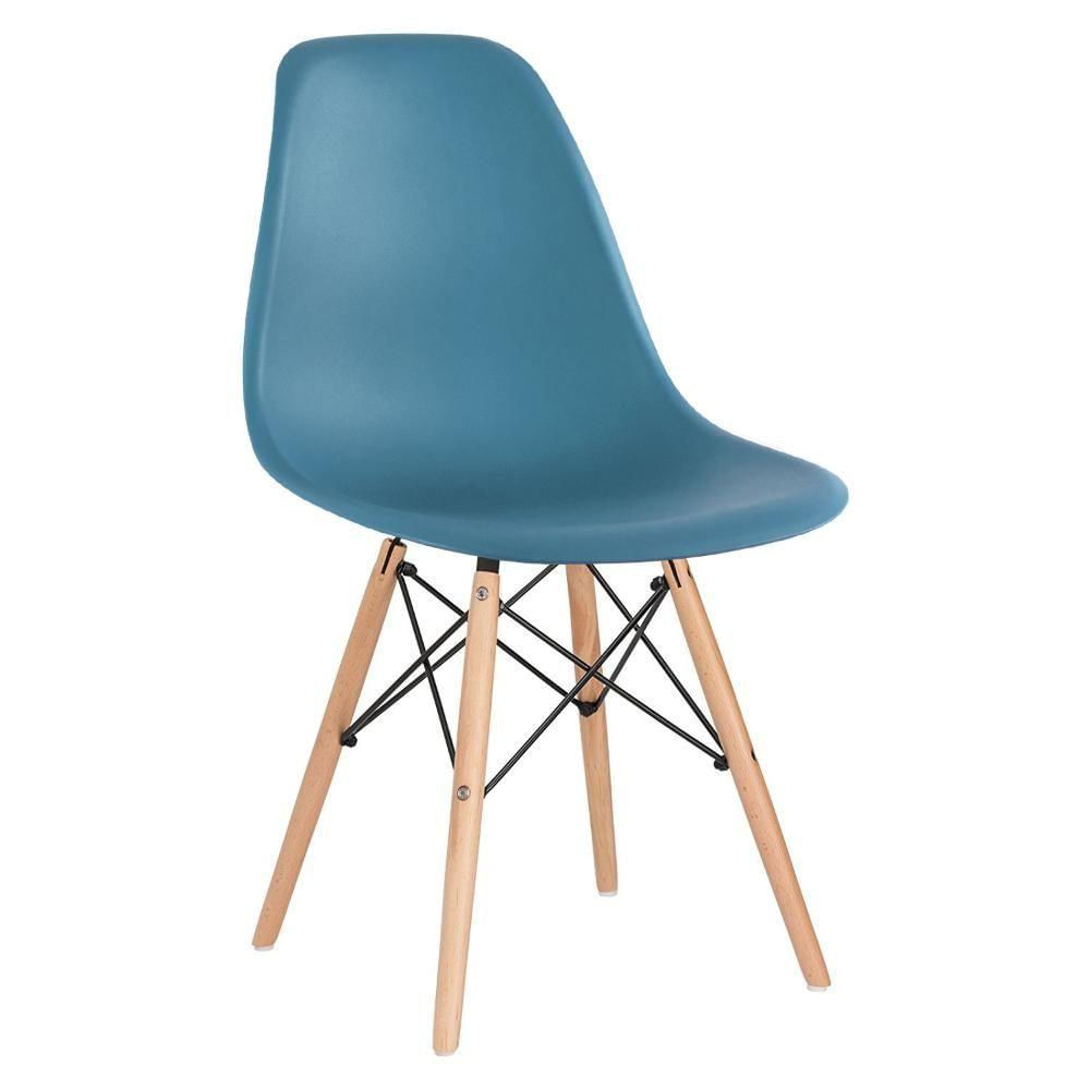 Mesa Redonda Eames 100cm Preto + 6 Cadeiras Turquesa