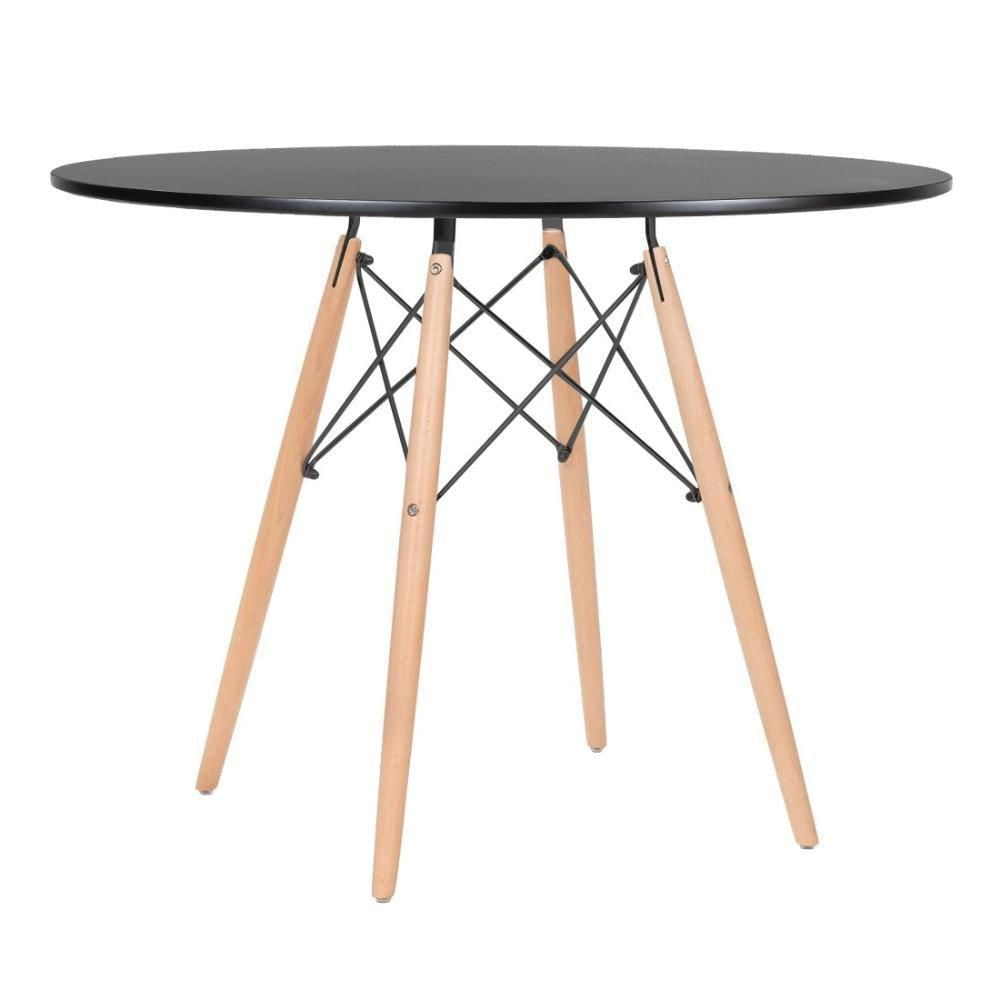 Mesa Redonda Eames 100cm Preto + 6 Cadeiras Turquesa