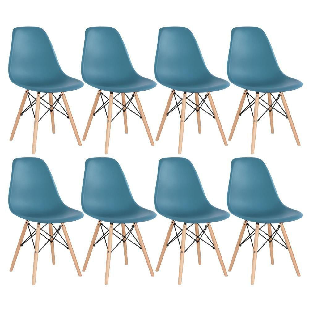 8 Cadeiras Charles Eames Eiffel Dsw Clara Turquesa