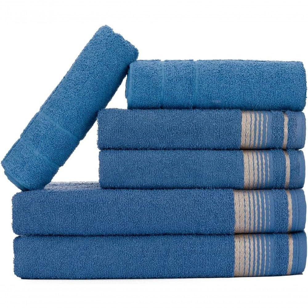 Jogo De Toalhas Luxury Soft Beka Banho + Rosto + Piso Luxo Azul