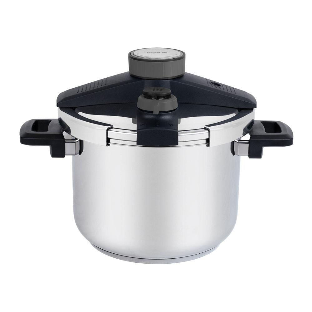 Panela Pressão Presto Aço Inox Fundo Triplo 5 Dispositivos De Segurança 22 Cm 6l - Tramontina 62518220