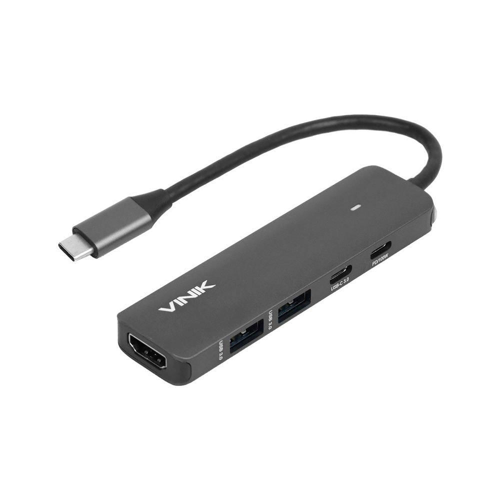 Hub Usb Type C 5 Em 1 - 2x Usb 3.0 + Hdmi 4k + Type C Pd 100w + Type C Dt Vinik - Hv51c