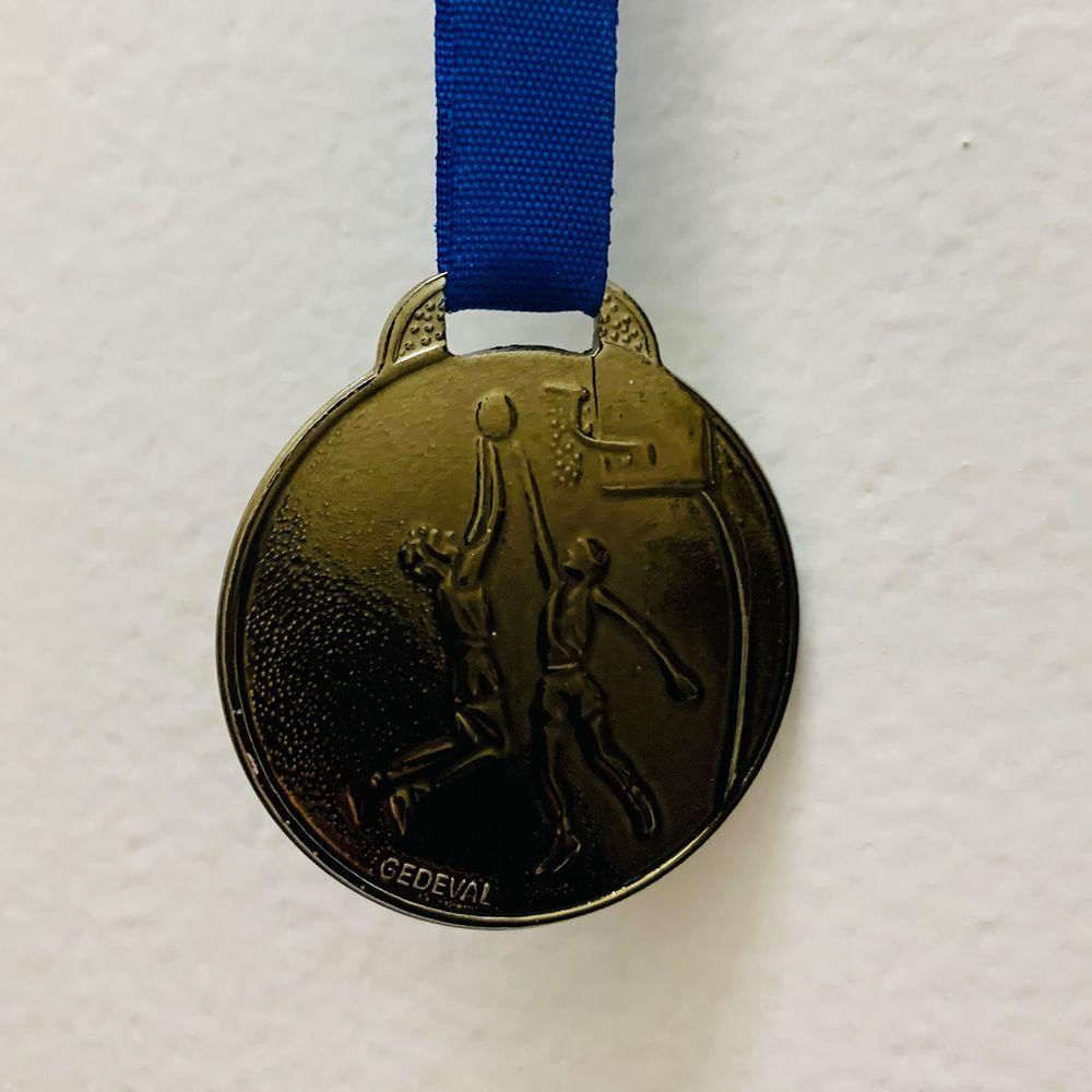 Medalha Basquete Ouro Prata Bronze 35mm Aço Esportiva Fita bronze