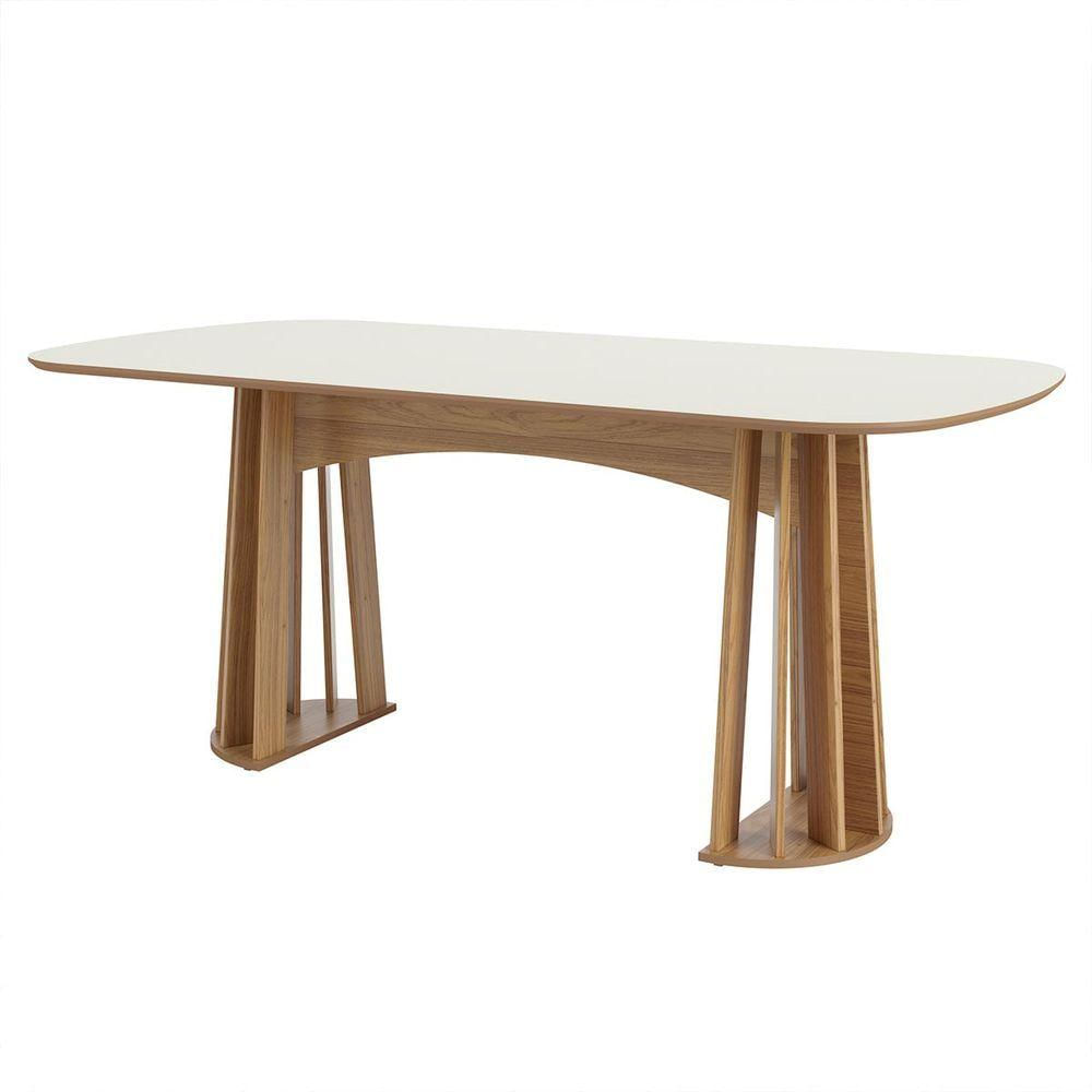 Mesa De Jantar Oval 180 Cm Em 100% Mdf Freijó Off White Dalla Costa