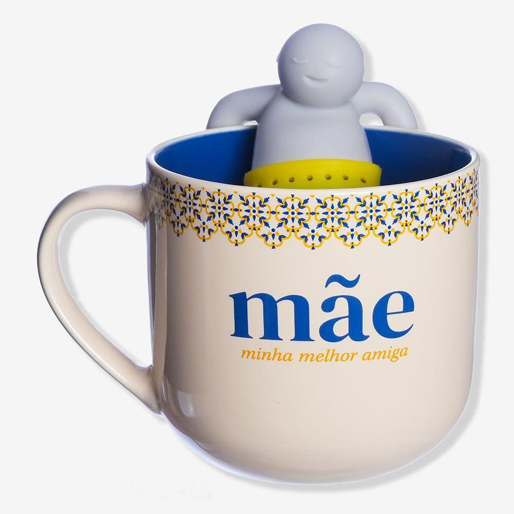 Caneca Com Infusor Mãe Azulejo Zonacriativa