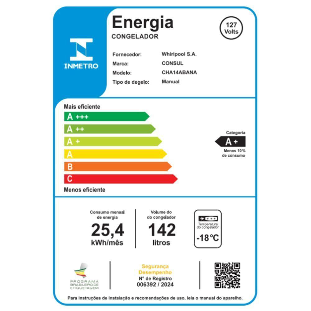 Freezer Consul Horizontal CHA14AB 142l Branco 220V