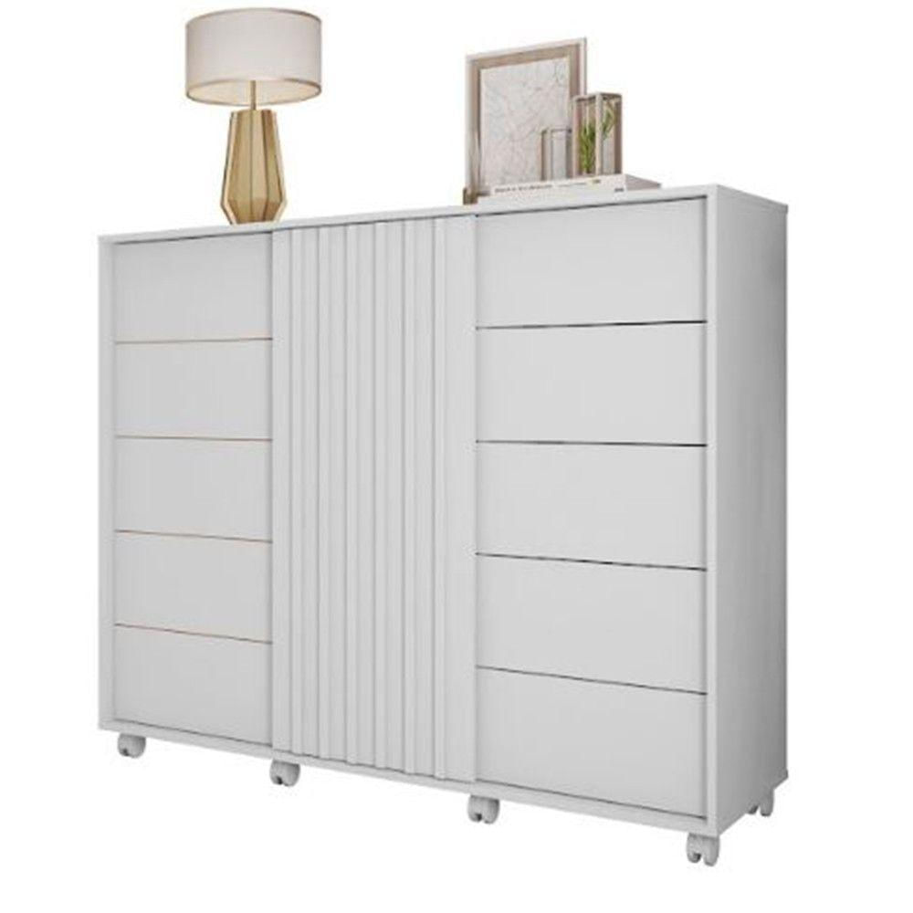 Comoda Caemun Pegasus 2 Portas 5 Gavetas Branco