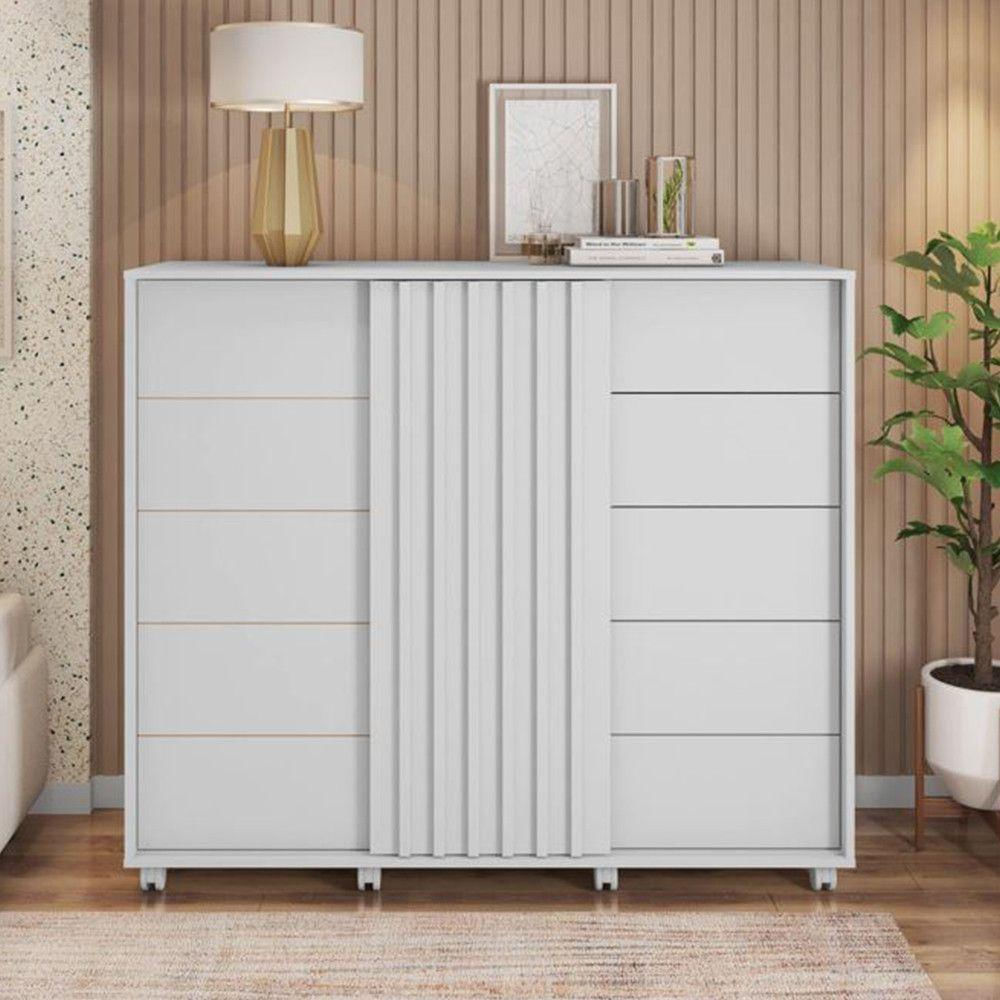 Comoda Caemun Pegasus 2 Portas 5 Gavetas Branco