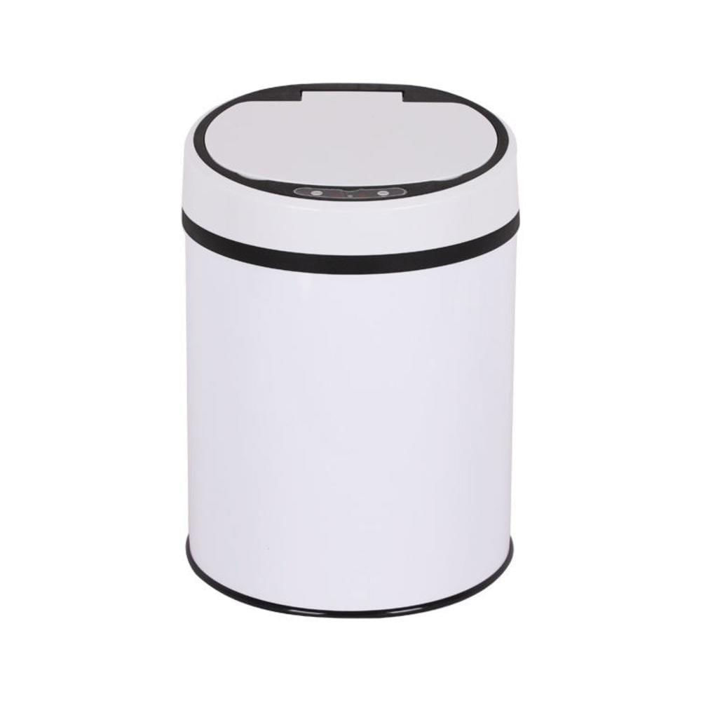 Lixeira Automatica Branca Grande 12 Litros Sensor Inteligente Cozinha Banheiro Inox Cesto Lixo