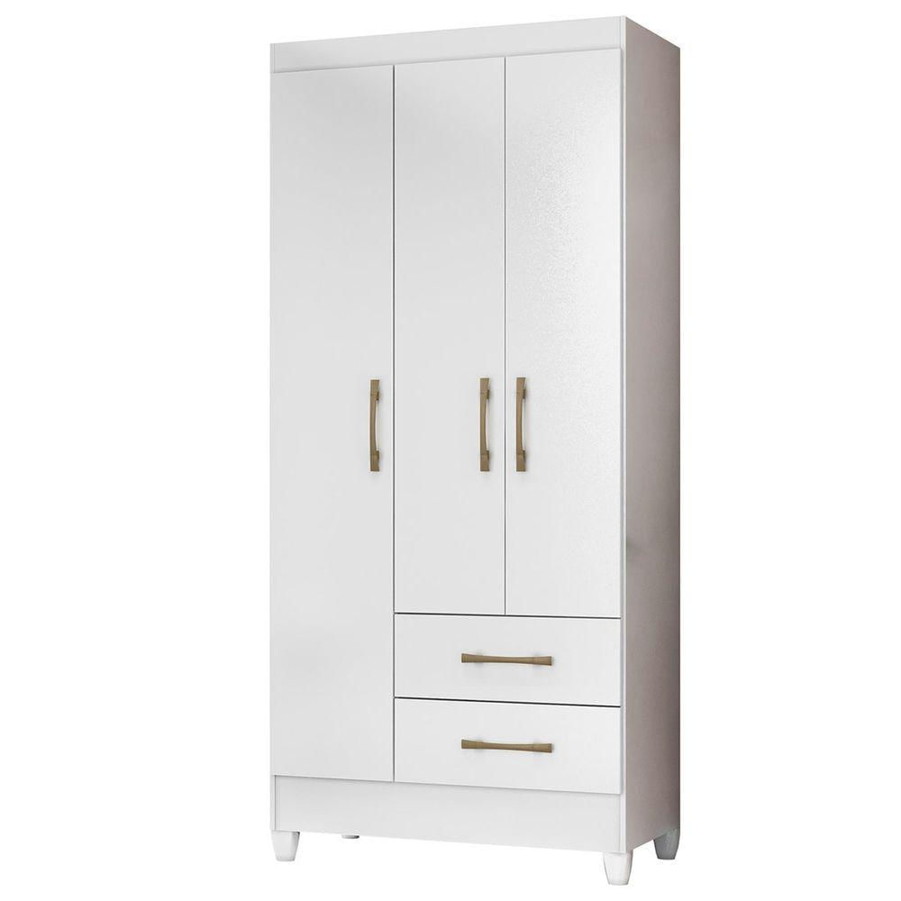 Guarda Roupa de Solteiro com 3 Portas 82x182cm Lima Moval Branco Flex