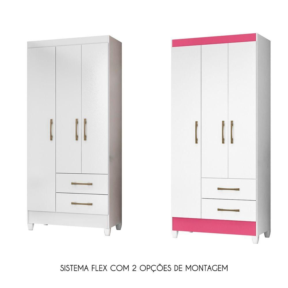 Guarda Roupa de Solteiro com 3 Portas 82x182cm Lima Moval Branco Flex