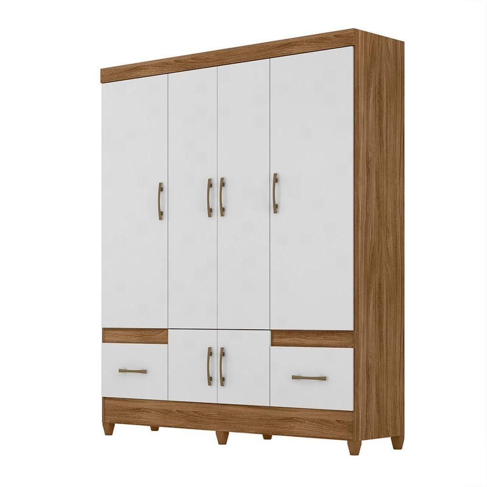 Guarda Roupa 6 Portas 2 Gavetas 165x204cm Ms912 Moval Naturale Branco