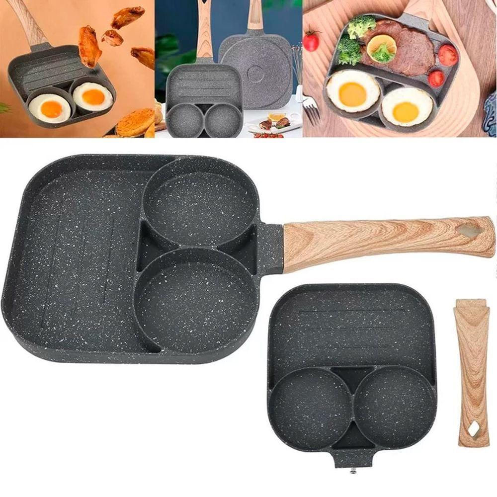 Frigideira Antiaderente 4 Ou 3 Partes Hambúrguer Ovo E Carne