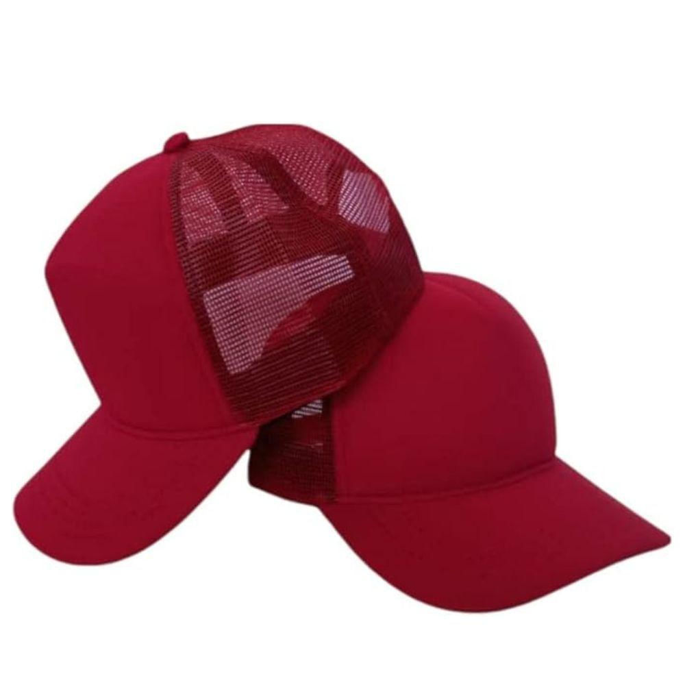 Boné Aba Curva Trucker Telinha Telado Snapback vermelho
