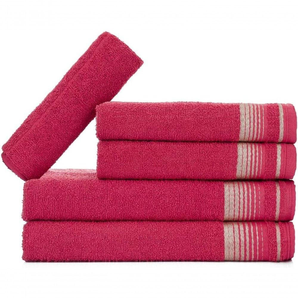 Jogo De Toalhas Luxury Soft Beka 360 G-m² 2 Banho + 2 Rosto + 1 Piso Luxo Cereja