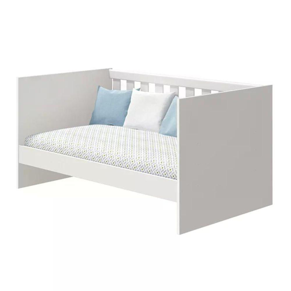 Quarto Infantil Katatau Com Guarda Roupa 2 Portas E Berço Branco Brilho Reller Móveis Branco Brilho