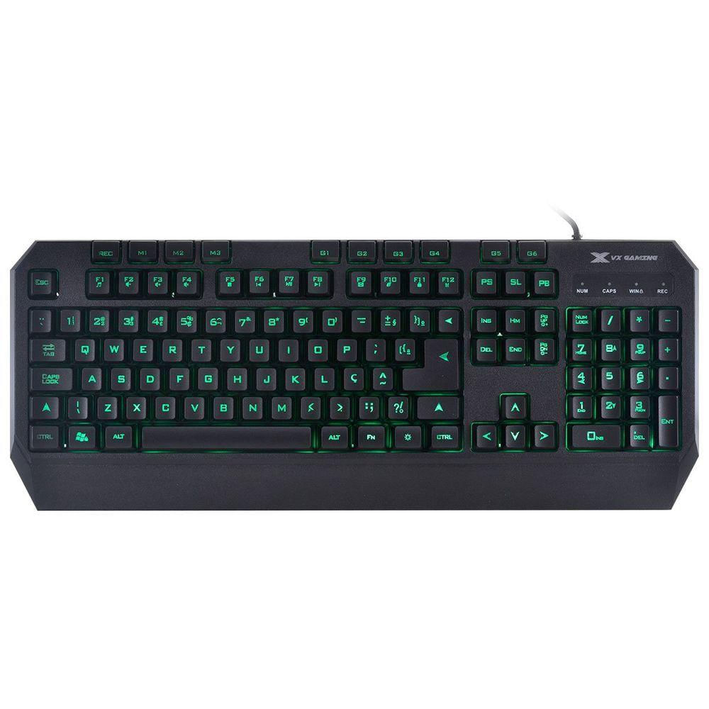 Teclado Gamer Draco Com Macros, Multimidia Led 3 Cores Cabo 1.8 Metros Abnt2 Preto - Gt400