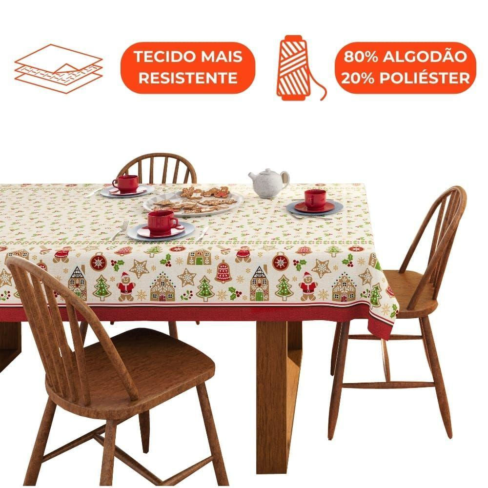 Toalha De Mesa Retangular Lepper 8 Lugares Natal 1,40m X 2,50m Emoção