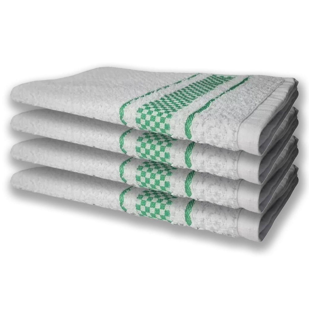 4 Panos De Prato Atoalhado Felpudo 370g/m² Premium Verde