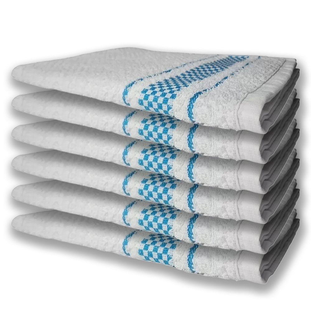 6 Panos De Prato Atoalhado Felpudo 370g/m² Premium Azul