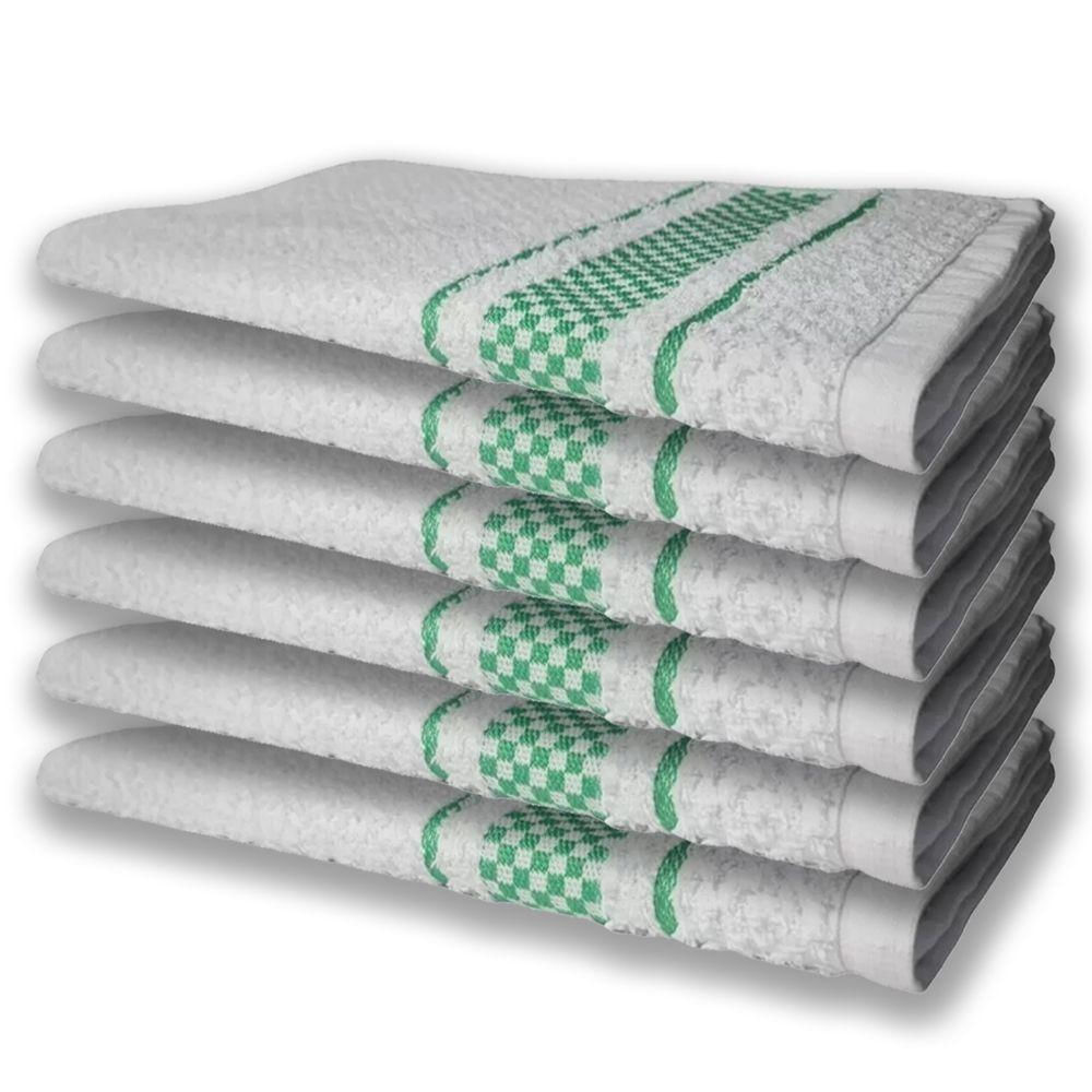 6 Panos De Prato Atoalhado Felpudo 370g/m² Premium Verde