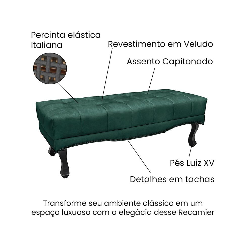 Recamier Vicenza Veludo Verde 90 cm